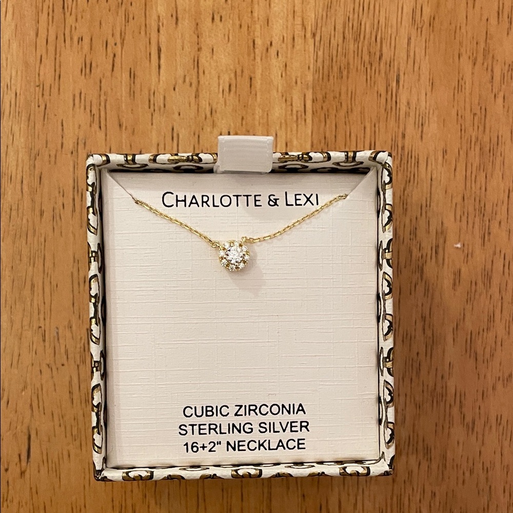 Gold Necklace with Cubic Zirconia Pendant